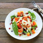25191720 – tasty salad with pumpkin and celery, food closeup